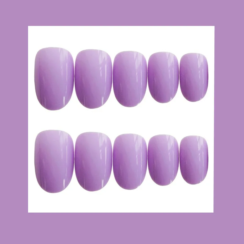 24 шт Искусственные ногти Цитрон фиолетовый круг искусственный Французский несколько цветов заостренный Свадебный накладные ногти самоклеющиеся наклейки