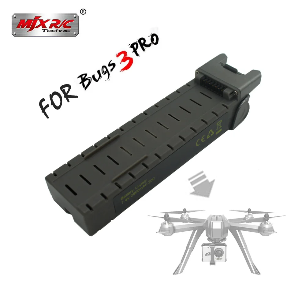 

Original MJX Bugs 3 pro RC Helicopter 7.4V 2800mAH Li-Po Battery For B3PRO Quadcopter RC Drone Spare Parts rechargeable Battery