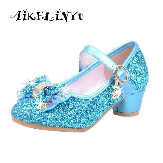 Glitter Fashion Girls Sandals Children High Heel Shoes Kids Princess