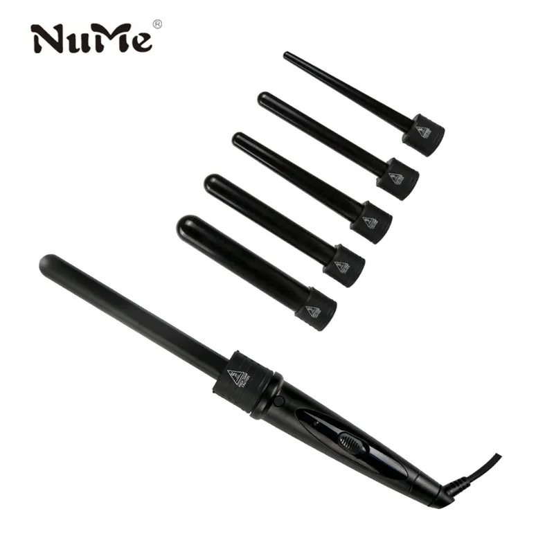 

Ceramic Curling Iron 5 in 1 Interchangeable Conical Hair Curler Set LED Display curling Wand Salon Styling Tools Hair Waver