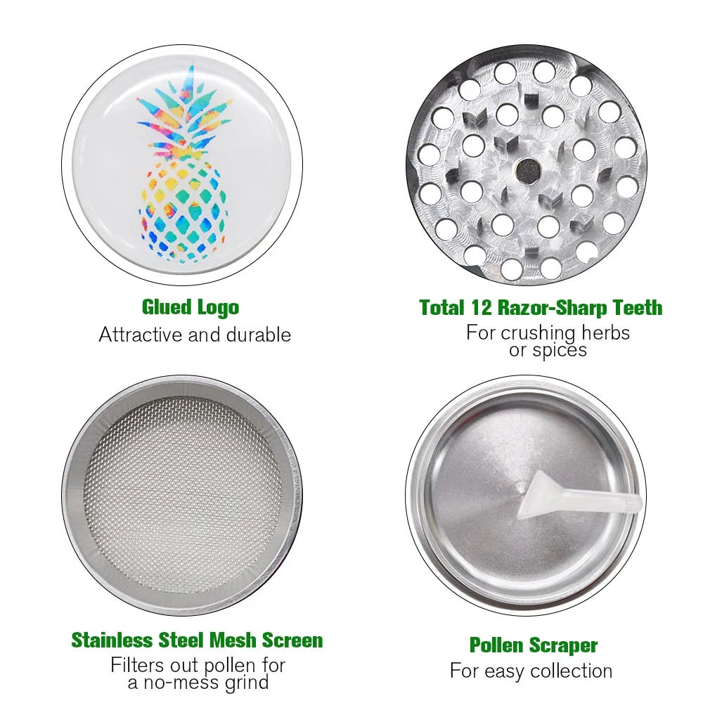 HORNET Ананасовый стикер Премиум алюминиевый металлический Точильщик для табачной