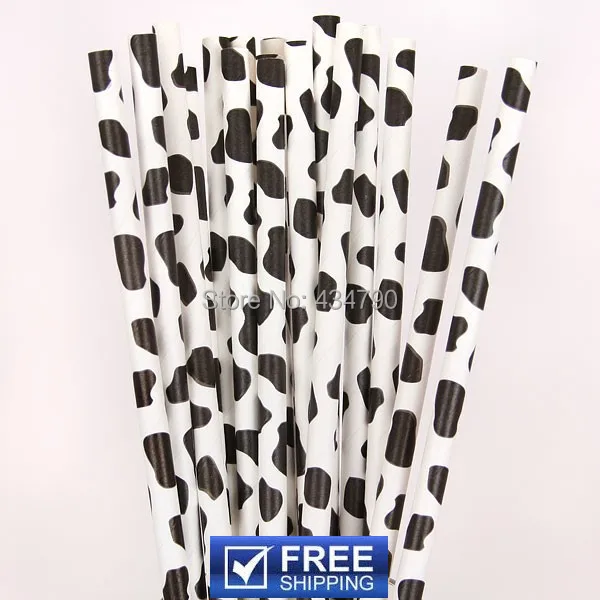 200 шт. с узорчатым принтом черные коровья бумажные соломинки сад свадьба день