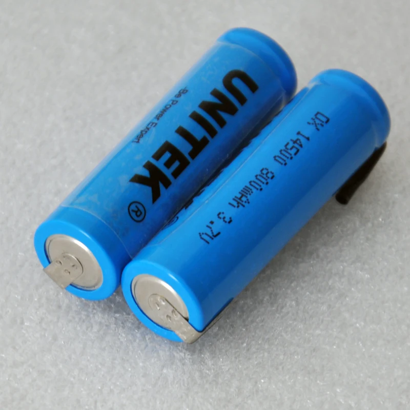 

4-6pcs 3.7v 14500 li-ion rechargeable battery 800mah AA lithium ion cell with welding tabs pins for electric shaver toothbrush