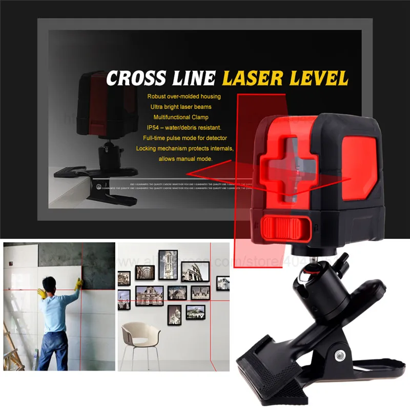

BOBOLOV 360 degree self-leveling Portable mini Cross Red Laser Levels Meter 2 line 1 point 635nm Leveling Instrument