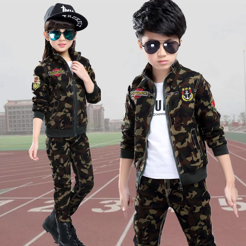 Lot de 2 tenues /à manches longues pantalon camouflage pour enfants Printemps automne