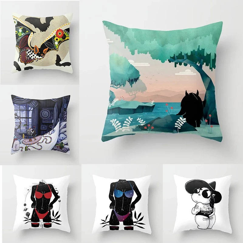 Galaxy Body Print Throw Pillowcase Beautiful Polyester Cushion Covers Watercolor Artwork Pattern Pillow Cover for Couches | Дом и сад