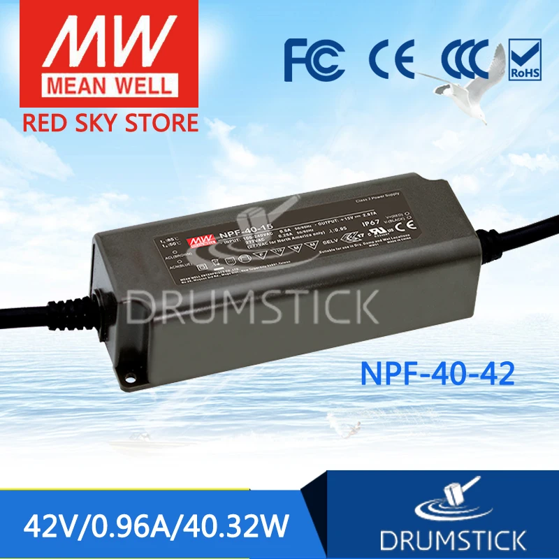 

MEAN WELL NPF-40-42 42V 0.96A meanwell NPF-40 42V 40.32W Single Output LED Switching Power Supply