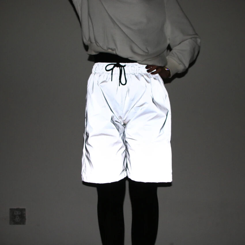 Ночной светильник, светоотражающие шорты для мужчин и женщин, летние модные шорты в стиле хип-хоп, блестящие короткие штаны для пар