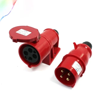 

380-415VAC 32A IP44 3P+E IEC309-2 Round Pin Industrial Connector Socket Red