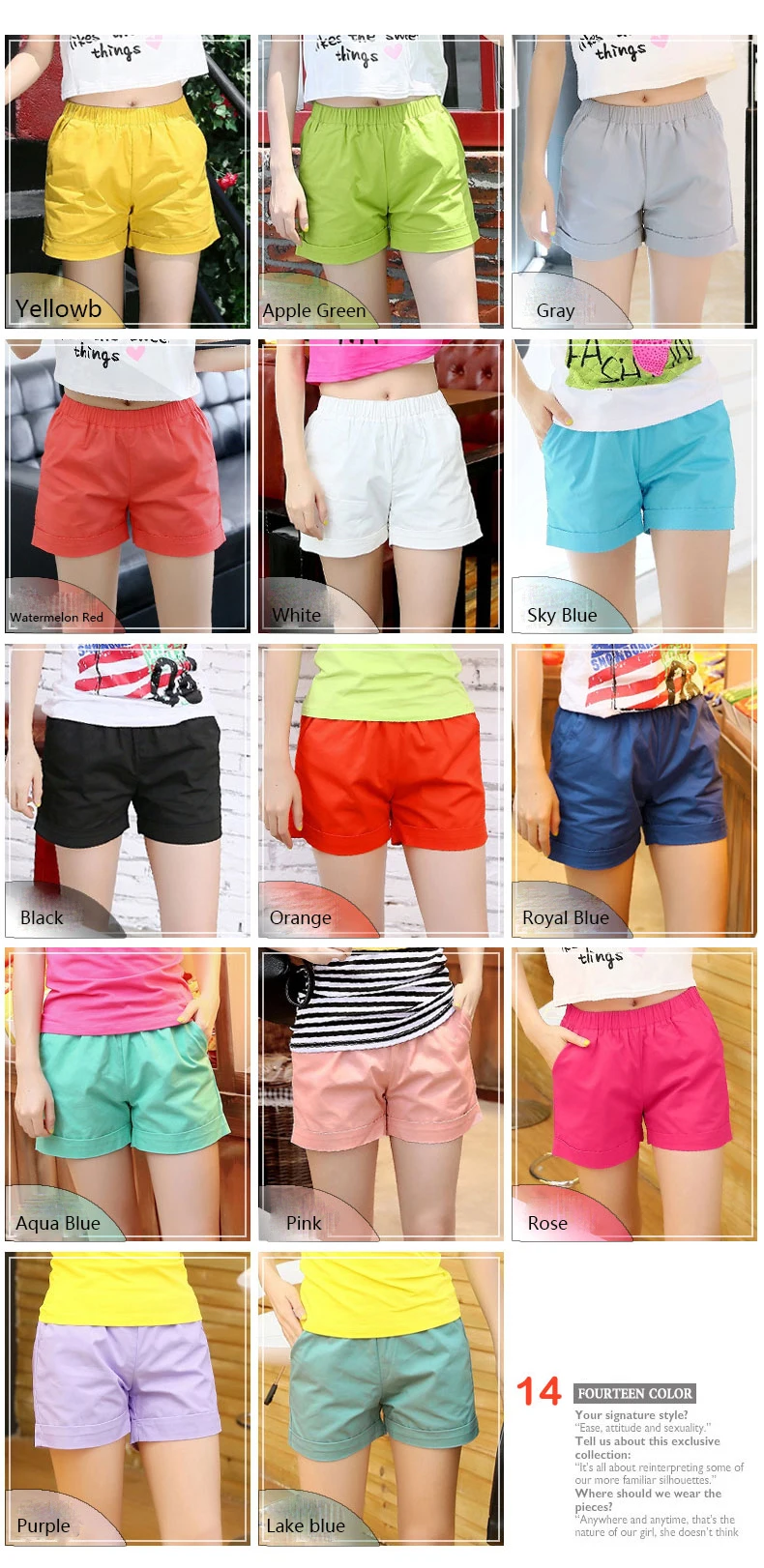 2018 summer new solid color shorts female Amoi large size candy color loose loose cotton casual shorts Korean hot pants tide (4)