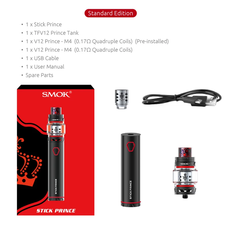 Оригинальный стартовый набор SMOK Stick Prince бокс мод батарея 3000 мАч бак TFV12 8 мл