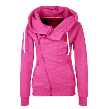 2016 Solid Women Hoodies Sweatshirts Spring Autumn Hoodies Women Zipper Design Thicken Hoody Women hooded jacket  S-XL Size