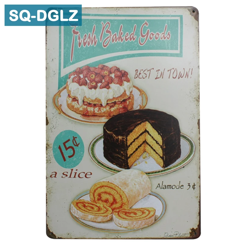 

[SQ-DGLZ]Hot Cake Poster Metal Sign Vintage Metal Plates Cafe Bar Pub Club Home Wall Decor Tin Signs Retro Plaque
