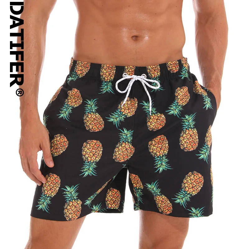 DATIFER ES3J Man Board Shorts Quick Dry Pineapple Print Plus Size Beach