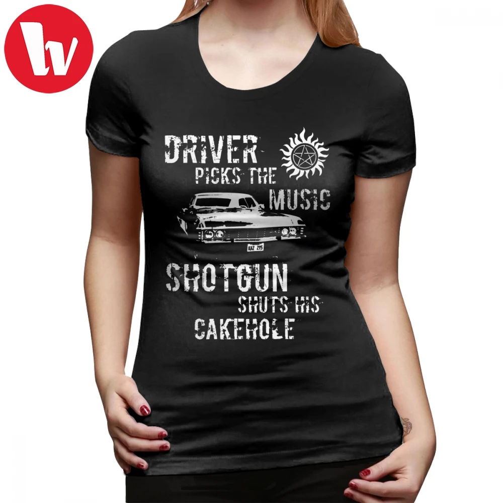 Сверхъестественная футболка для водителя, музыкальная футболка, короткий рукав, большой размер, женская футболка, уличная мода, Хлопковая женская футболка