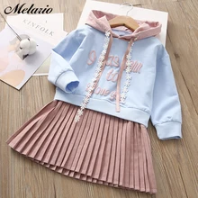 Повседневное платье для девочек «меларио» новое осеннее джинсовое платье принцессы Детские хлопковые платья с длинными рукавами для девочек от 3 до 7 лет