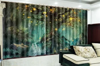 

Wholesale 3d Curtain Dream Forest Tree of Lights Beautiful And Practical Blackout Curtains In The Living Room Bedroom