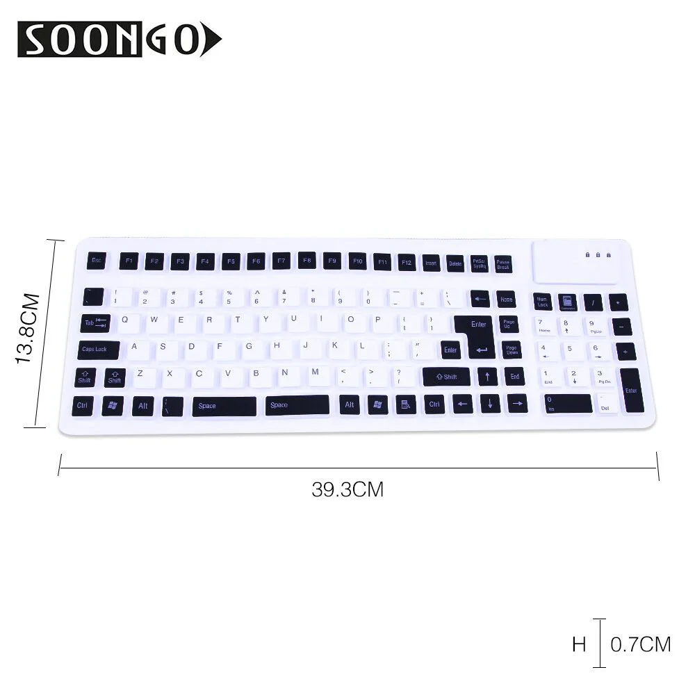 Flexible Slim Folding Silicone Soft Keyboard Roll-up Collapsible Wired USB Teclado Clavier Gamer Mini PC Tablet Laptop Portable (5)