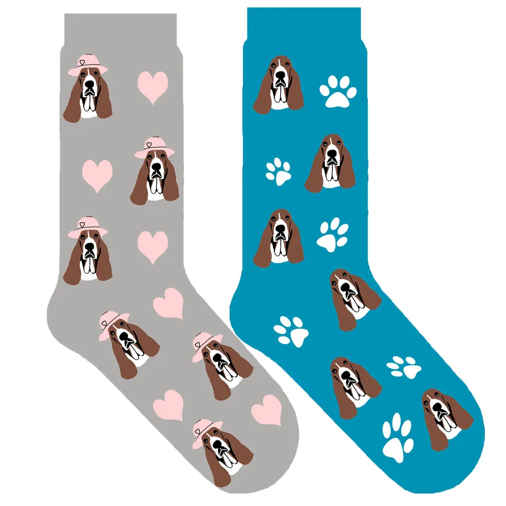 

BASSET HOUND socks women with dog paw socks cute crew socks unisex BASSET HOUND dog mom gift novelty puppy present 50pair/lot