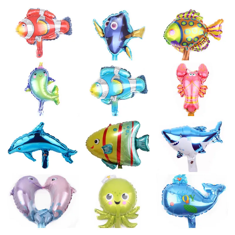 

Mini size sea dolphin seahorse fish aluminum membrane balloon birthday party decoration decoration wedding room balloon