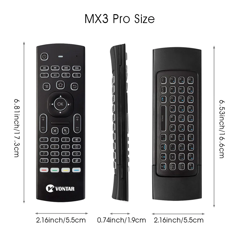 Backlit ar Mouse Voz Inteligente Controle Remoto Mx3 Pro 2.4g Teclado sem Fio Giroscópio ir para Android Caixa de tv t9 X96 Mini H96 Max Mx3 - Imagem 2