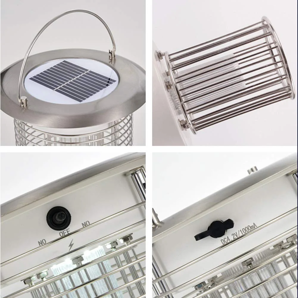 

Practical Smart LED Light Solar Powered Portable Zapper Mosquito Killer Lamp USB Electronic Trap Indoor Rainproof Bug Insect
