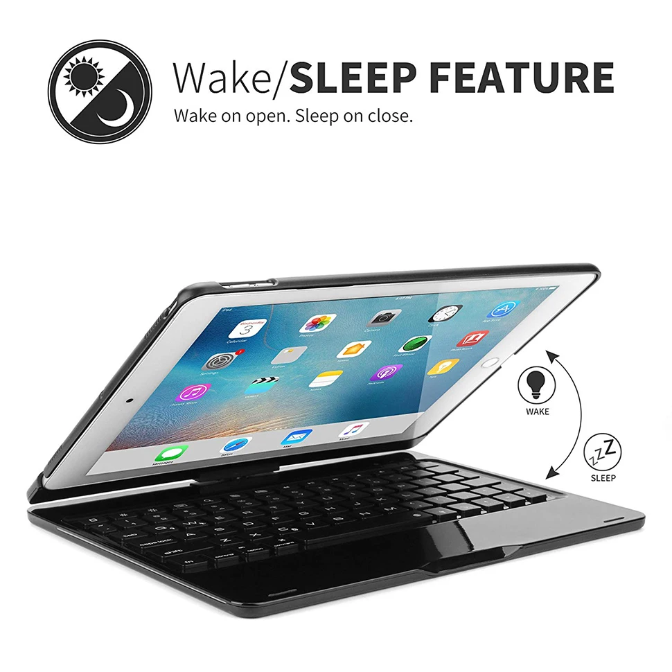  Funda For iPad 9.7 2018 2017 Case With Keyboard 7 Color Backlit 360 Rotation Wireless Bluetooth Key