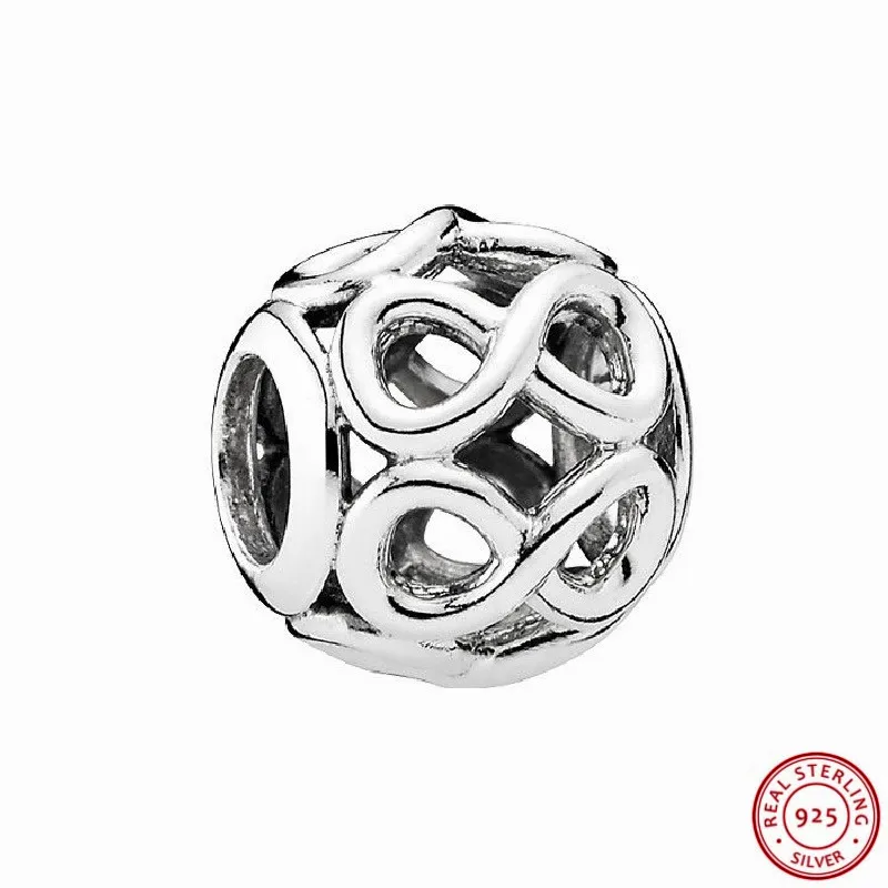 

925 Sterling Silver Multiple Linked Infinite Shine Openwork Charm Beads DIY Fit PANDORA Charms for Women Jewelry Making FL389