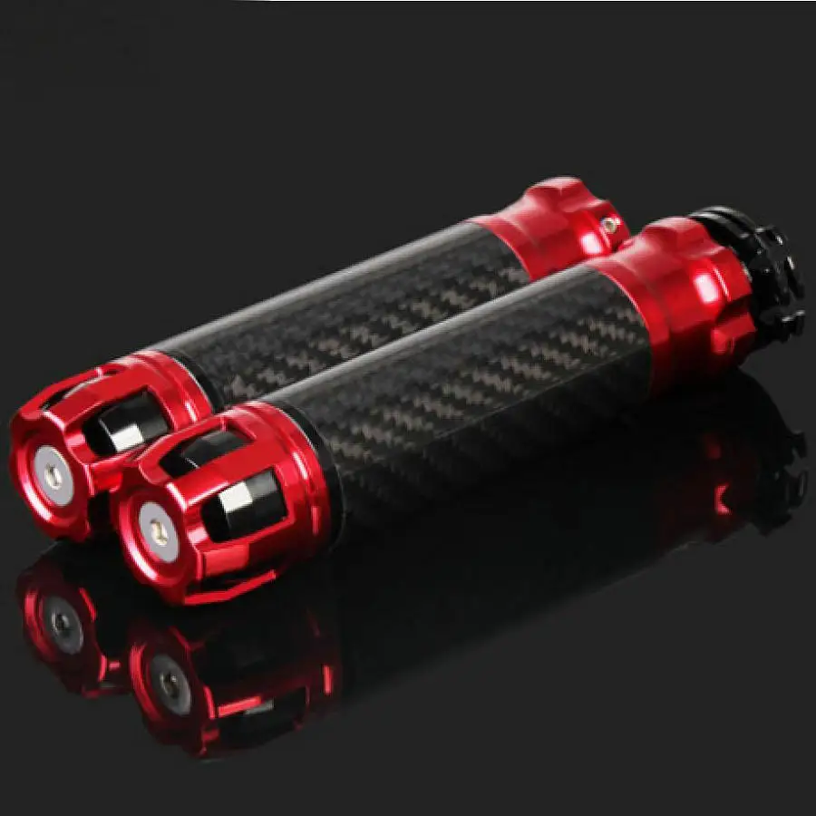 CNC углеродного волокна руль мотоцикла ручка алюминиевая ручка из сплава держатель Универсальный мотоцикл бар ручки - Цвет: Red