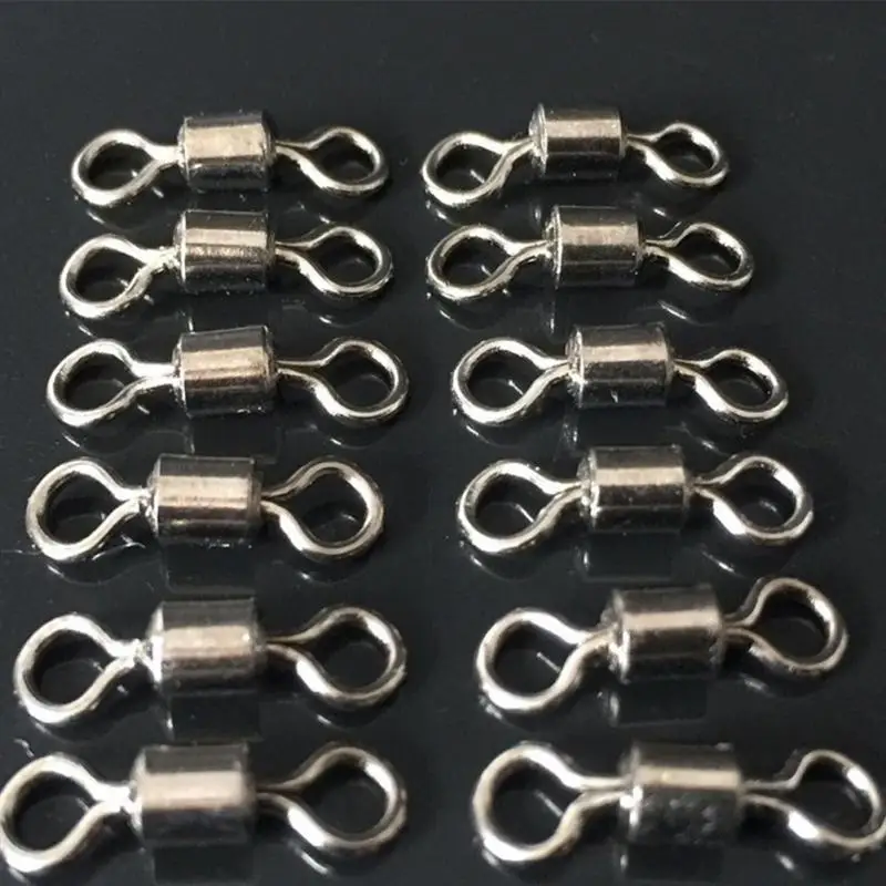 

Hot Sale 100Pcs/Lot Fishing Swivels Rolling Swivel Connector with Ball Bearing Solid Rings Sea Fishing Accessories #15