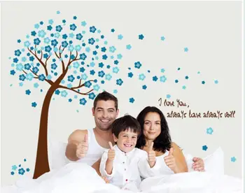 

Blue Flower Tree Family Happy Home Decor Wall Sticker Removable