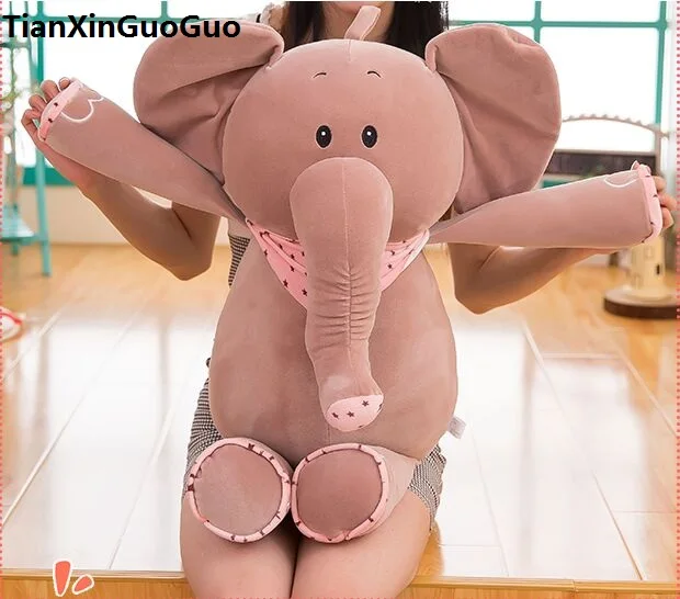 large 65cm font b cute b font gray elephant plush toy cartoon scarf elephant down cotton