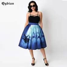 Qybian 3D печать Рождественские юбки женские эластичные талии повседневные плиссированные юбки Emprie для дам дизайн мода юбка-пачка