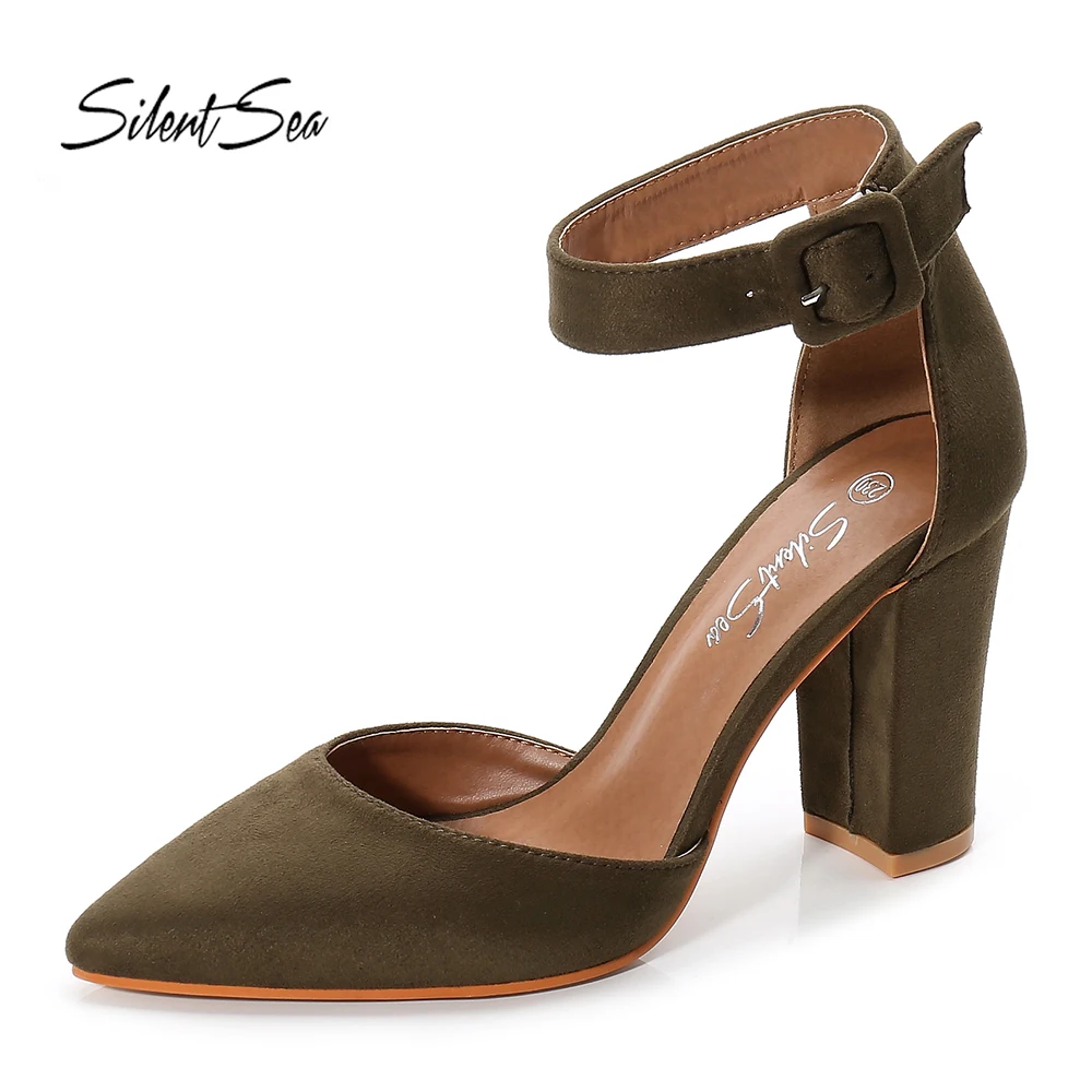

Silentsea high heels Autumn Flock pointed sandals sexy high heels female all-match shoes Female sandals pumps
