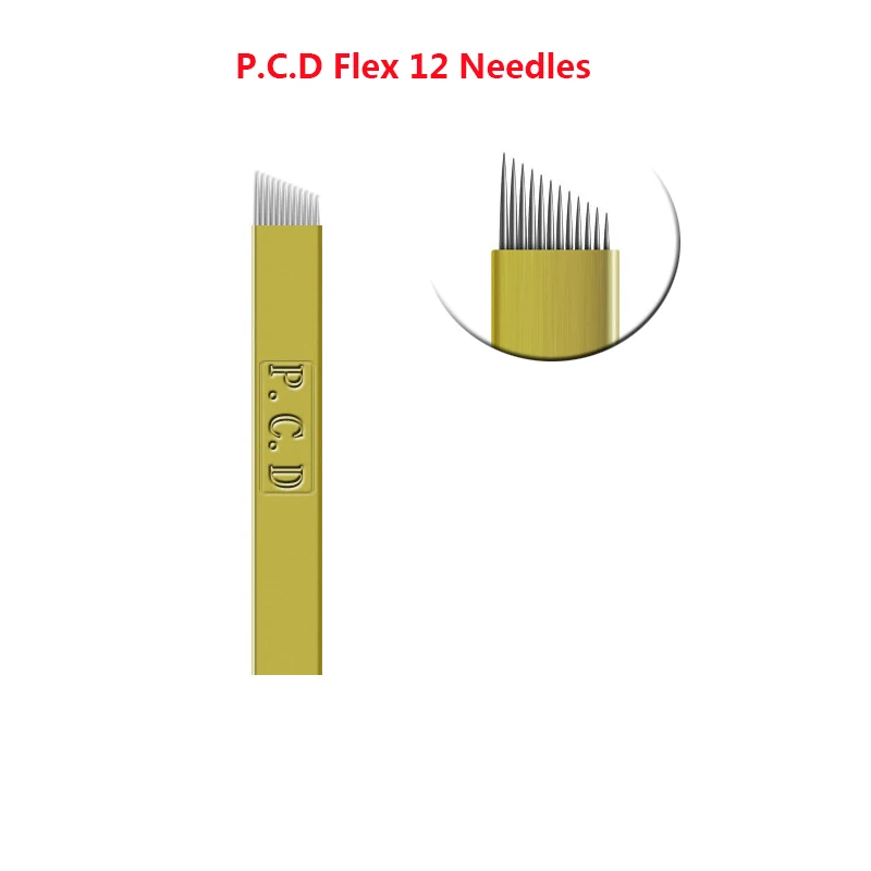 

100 pcs Lamina Agulhas Tebori Microblading 12 pin Hard PCD Needle 12 Blade Permanent Makeup Eyebrow Tattoo Needles Supplies