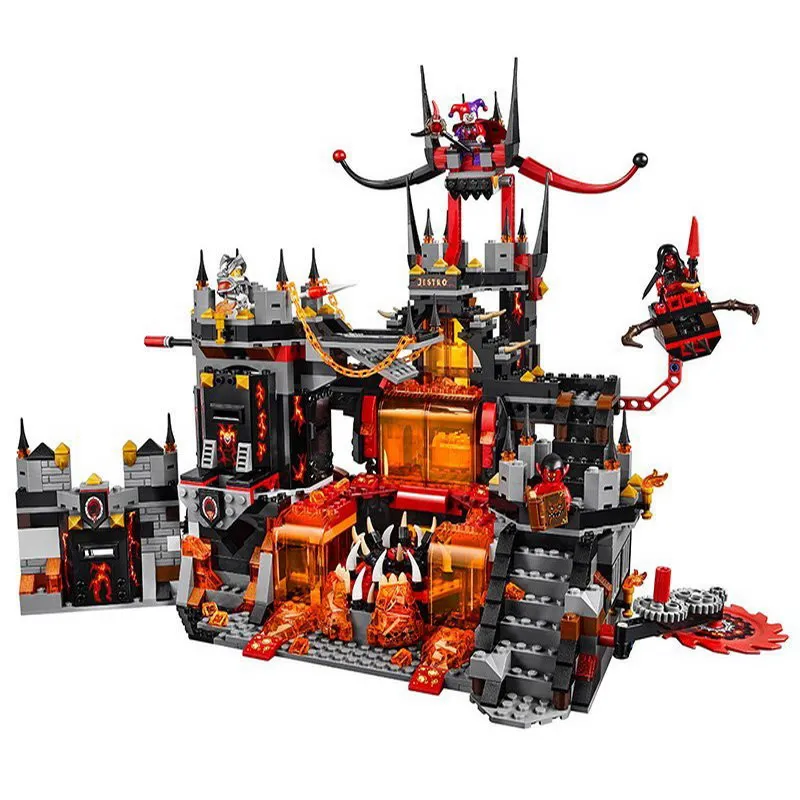 

BELA 10521 Nexo Knights Axl Jestros Volcano Lair Model Building Blocks Enlighten DIY Figure Toys For Children Compatible Legoe