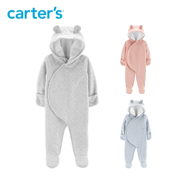 

Carter's autumn winter solid cuter ears hooded long sleeve footies baby girl baby boys clothes 127H448/127H449/127H450