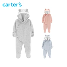 Carter’s autumn winter solid cuter ears hooded long sleeve footies baby girl baby boys clothes 127H448/127H449/127H450
