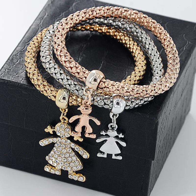 Fashion Hot Sale Charm Chain Gold Bracelets Jewelry Elastic Snake Chain Pendant Doll Bracelet ...