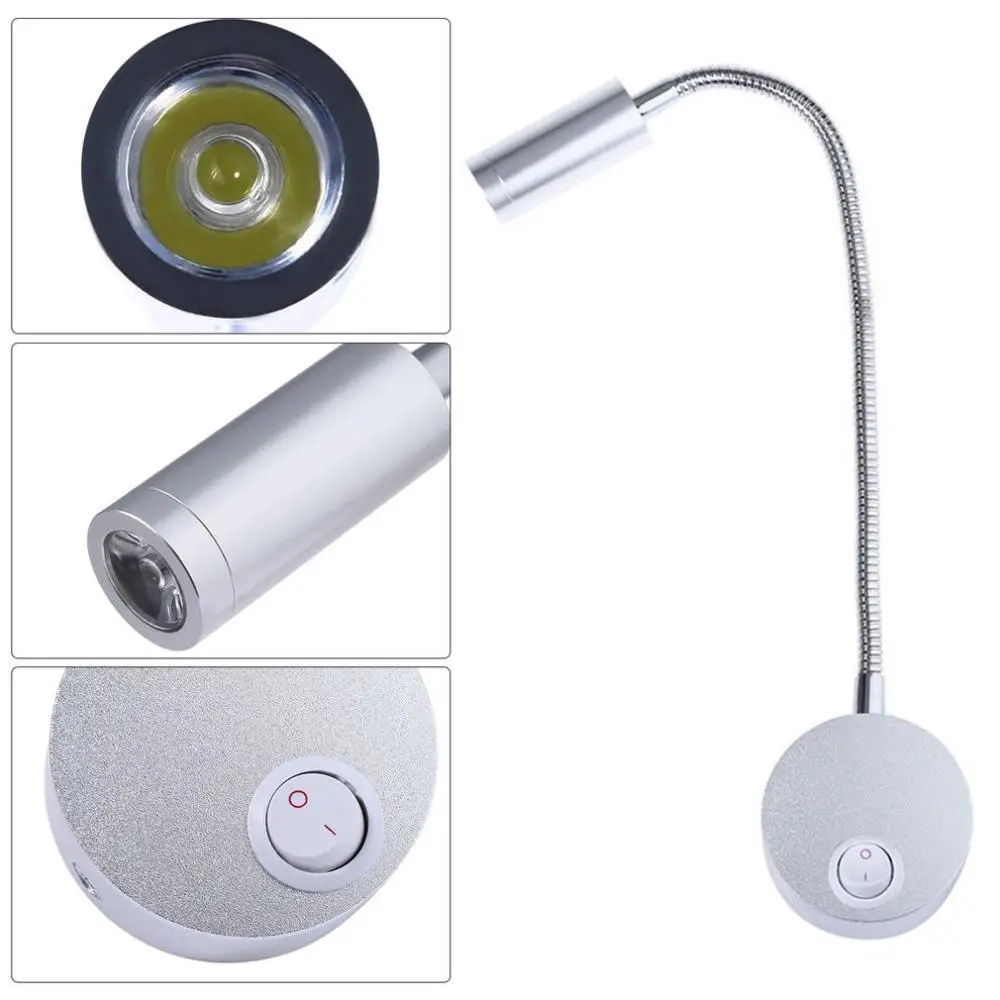 Modern LED flexible Hose Wall lamp 3W bathroom mirror light silver