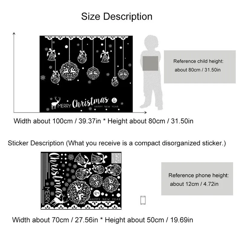 Рождественский шар шаблон наклейка «windom» стекло двери наклейки X-mas Tree Mall год Navidad вечерние DIY новогодние наклейки на окно