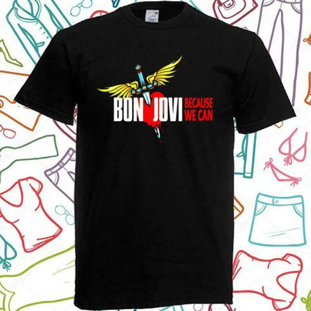 Новая футболка BON JOVI, потому что мы можем рок-группа Мужская Черная Футболка размер S M L XL 2XL 3XL