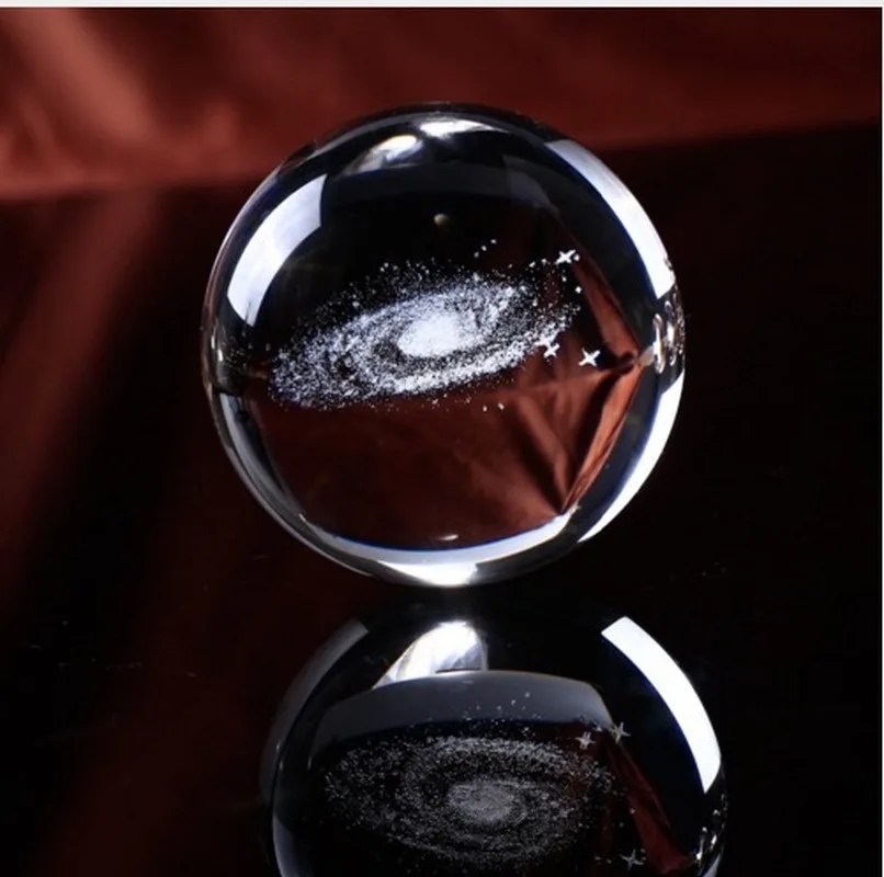 60 мм Диаметр Глобус галактики миниатюры хрустальный шар 3D лазерная гравировка кварцевый стеклянный шар Сфера украшение дома аксессуары Подарки