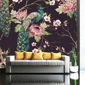

3D Creative Wallpaper Painting Peacock vinyl pvc poster decals Divide Multi pieces wall stickers Living Room Home Decor