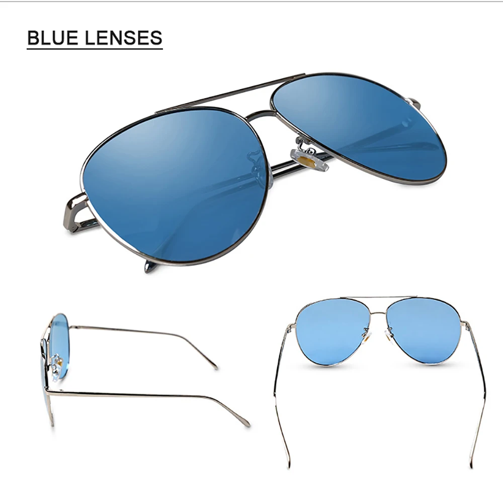 Большие металлические Модные поляризованные солнцезащитные очки для женщин, высококачественные женские брендовые дизайнерские очки, солнцезащитные очки для вождения - Цвет линз: Синий