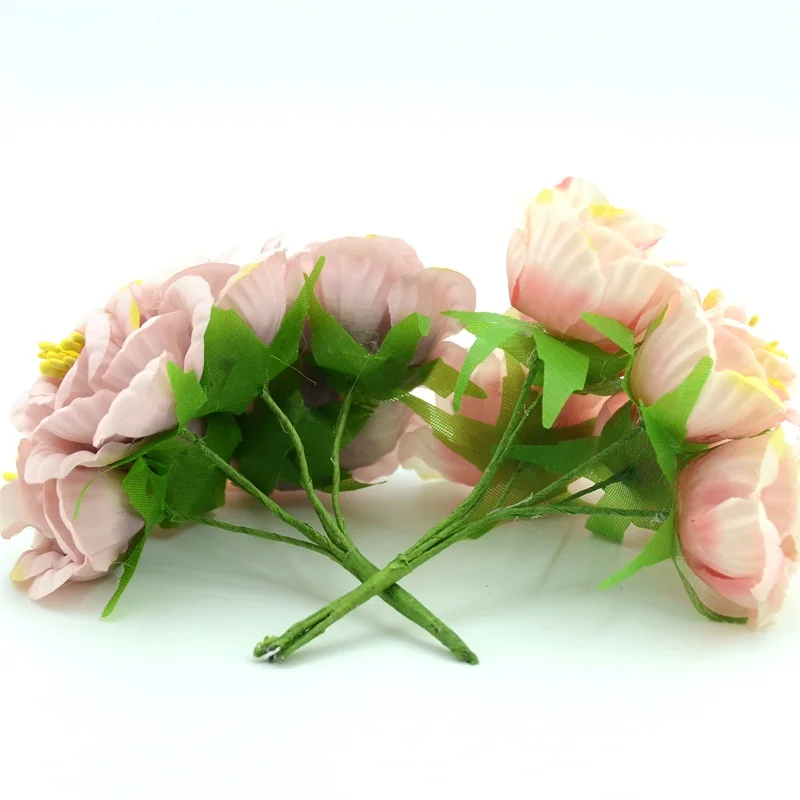 Новинка 180 шт 6 см Шелковая искусственная роза цветы Искусственные цветы Свадебный домашний декоративный венок пион ремесло Флорес