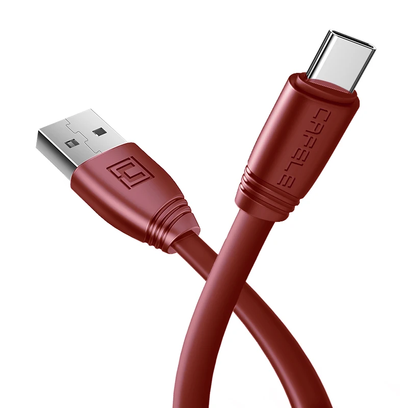 Cafele плоский Тип C Usb Дата-кабель для samsung huawei Xiaomi TPE кабель для зарядки Прочный Usb кабель синхронизации данных 5В 2.1A - Цвет: Red