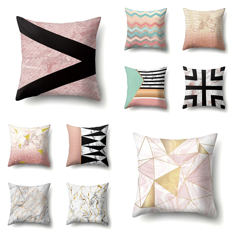 Cross Printed Square Cushion Cover Polyester Geometric Throw Pillow Covers Decorative Pink Cushions Home Decor Black Pillowcases | Дом и сад