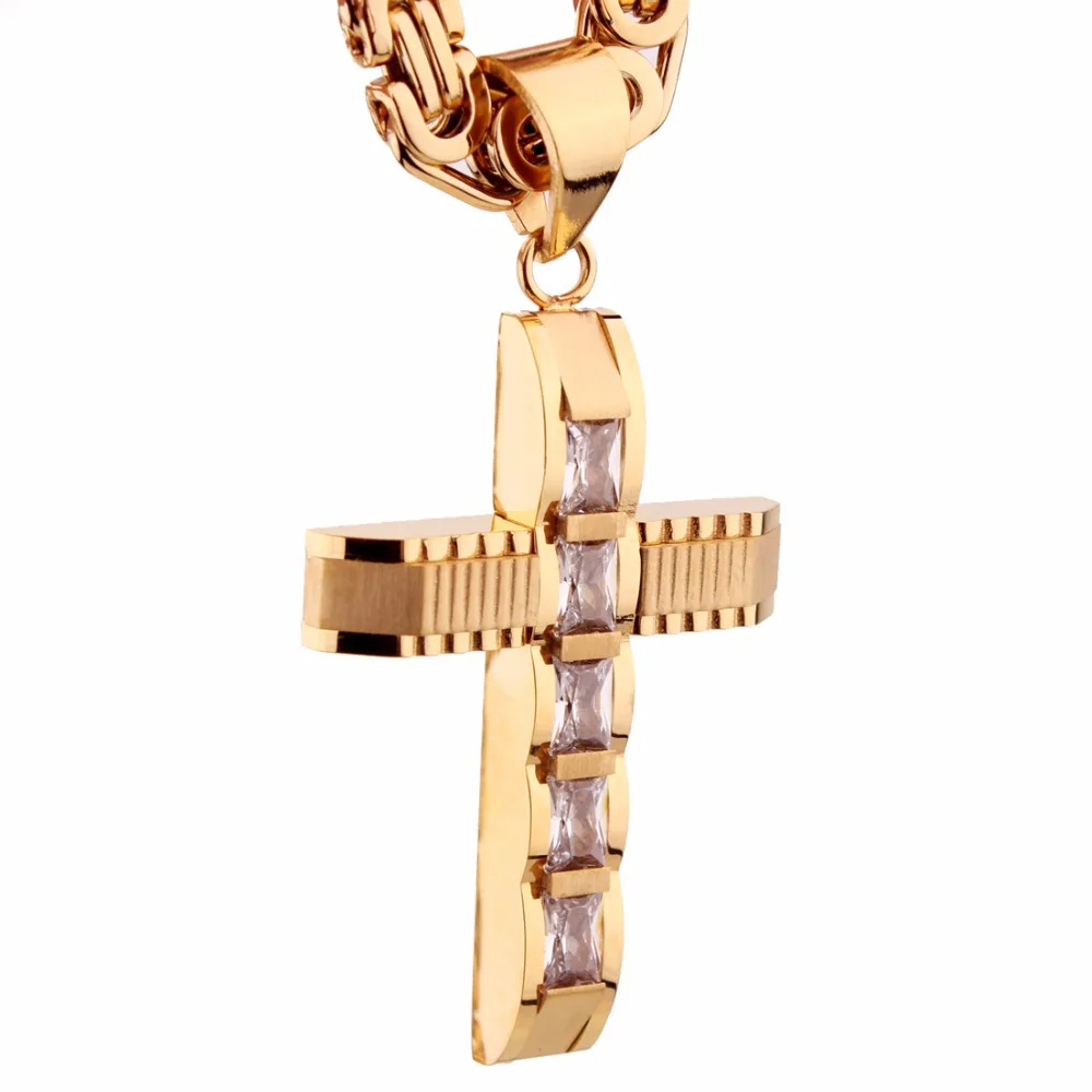 Новейшее ожерелье с кулоном в виде креста кристаллами для мужчин и женщин колье