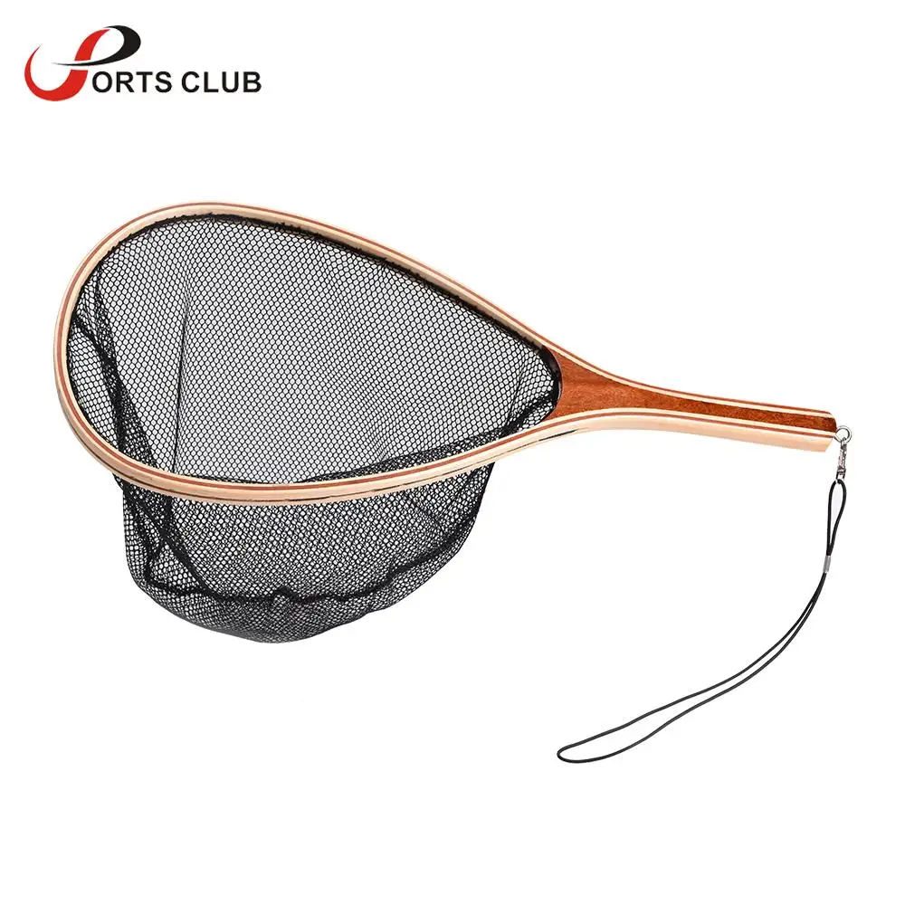 Fly Fishing Net Wooden Handle Frame Fishing landing Net casting network